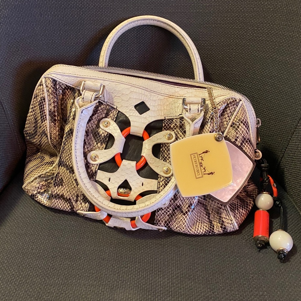 Henri Bendel leather snake print bag